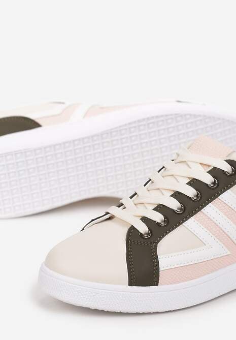 Jasnobeżowe Sneakersy z Wstawkami Lerlet
