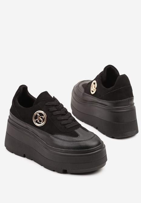 Czarne Chunky Sneakersy Vices na Platformie z Okrągłym Detalem Sedvira
