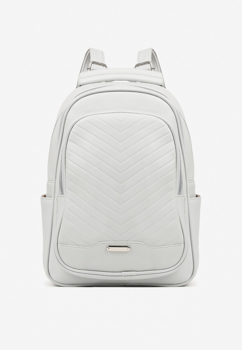 Ciemnobeżowy Pikowany Plecak z Metaliczną Aplikacją Paselitia