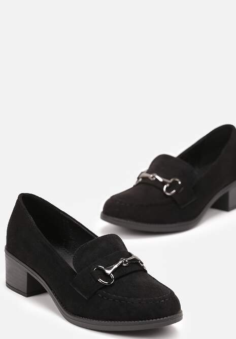 Czarne Półbuty z Klamerką na Słupku Seieve