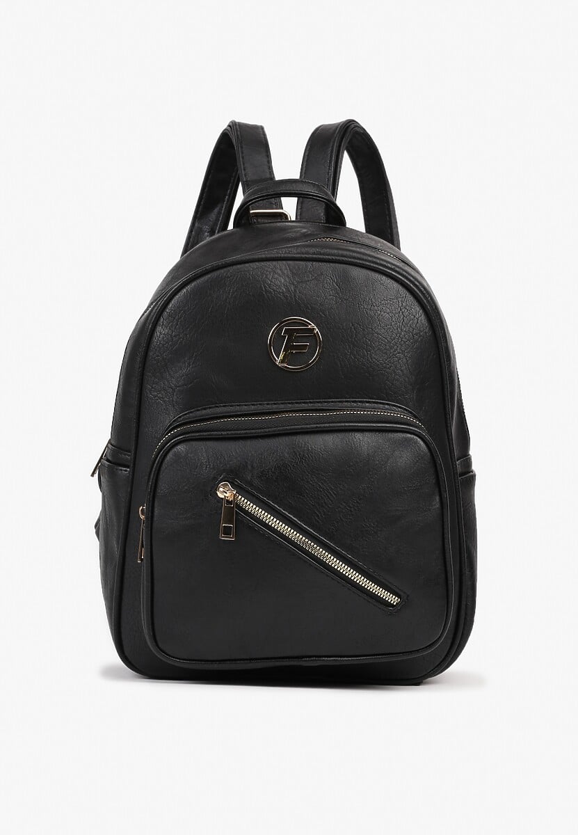 Czarny Plecak z Ozdobną Aplikacją i Suwakiem Milaretta