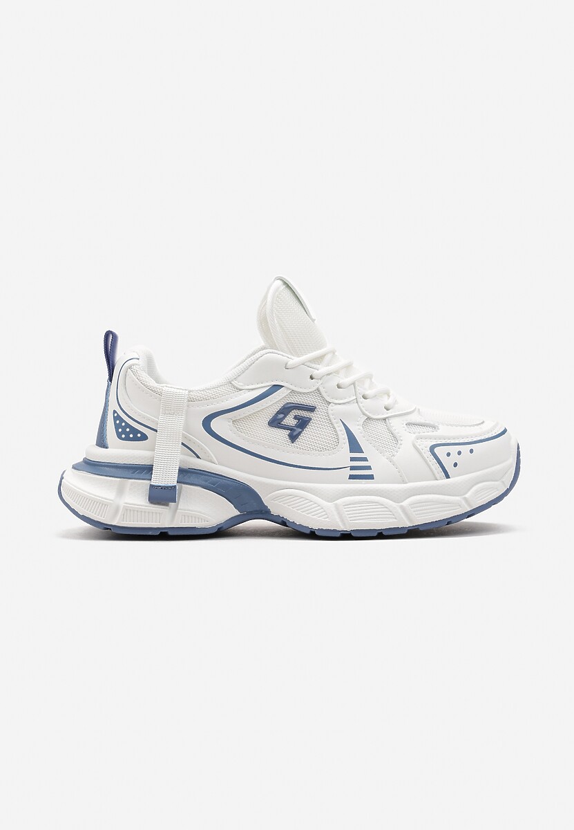 Niebieskie Sneakersy na Grubej Podeszwie z Naszywkami Lutnesia