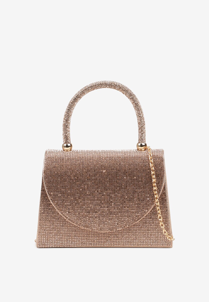 Srebrna Torebka Koferek z Dodatkowym Łańcuszkiem Zdobiona Cyrkoniami Fesalora