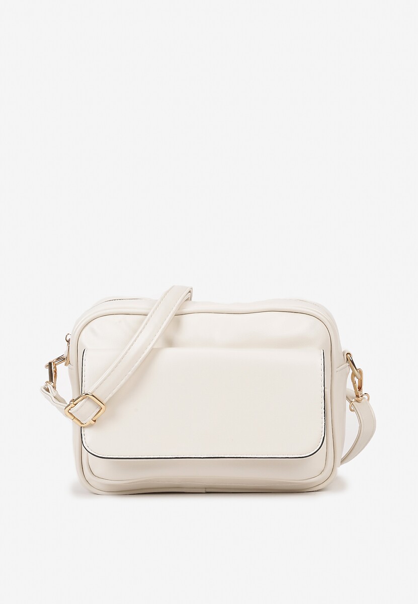 Jasnobeżowa Jednokomorowa Torebka z Imitacji Skóry z Regulowanym Paskiem i Kieszeniami Diovala