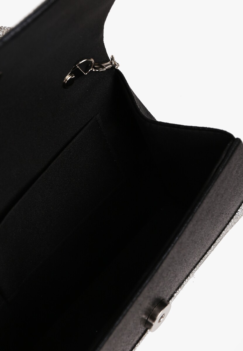 Czarna Torebka Koktajlowa z Rączką Wysadzana Cyrkoniami z Łańcuszkiem Halorea