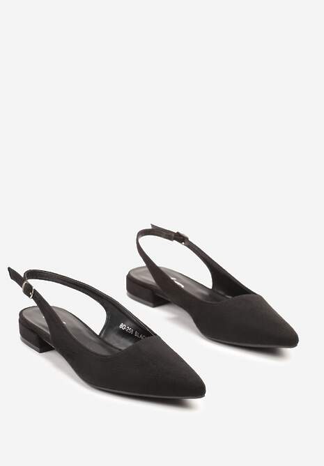 Czarne Sandały z Ekozamszu ze Szpiczastym Noskiem Terevelis