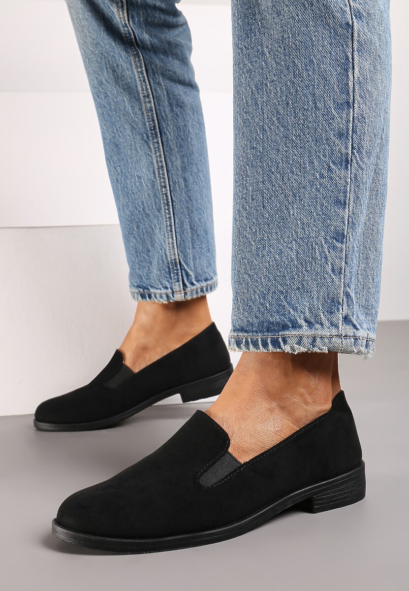 Czarne Eleganckie Mokasyny z Ekozamszu Wiallara