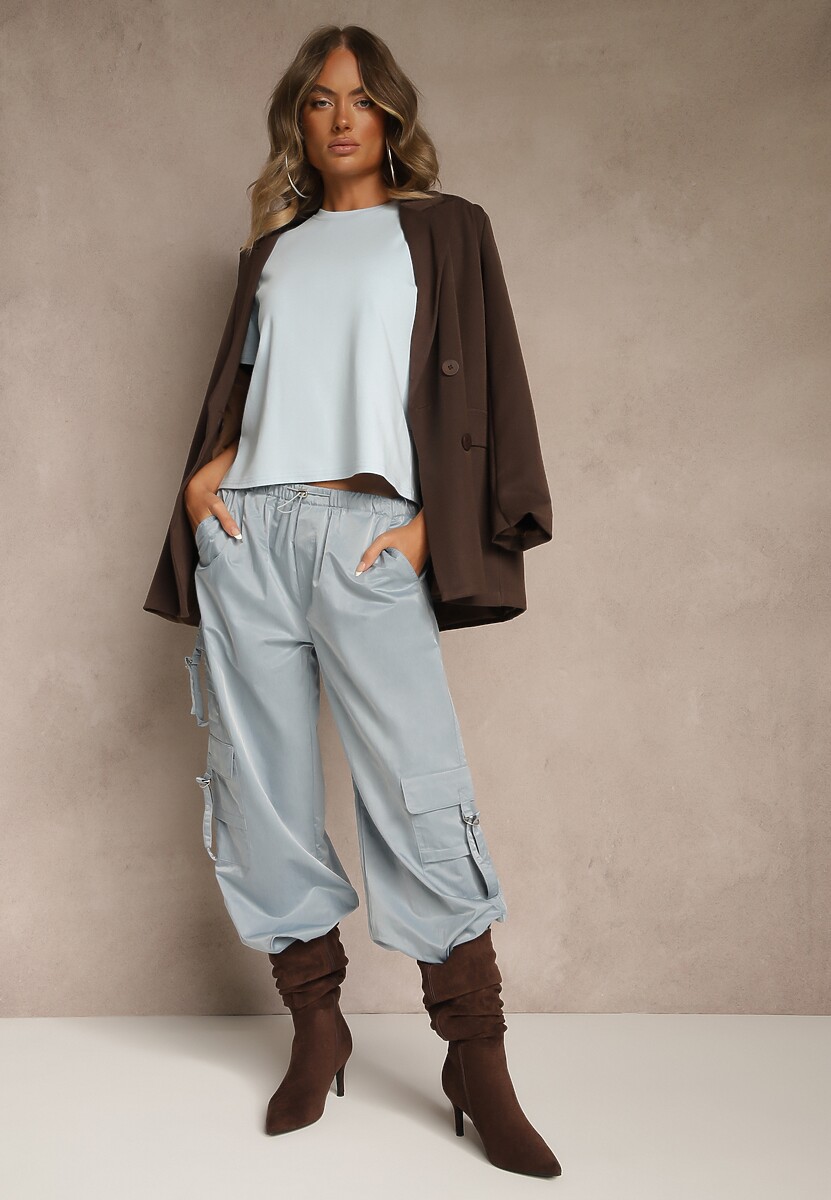 Niebieski Klasyczny T-shirt z Grubszej Bawełny Tiavone