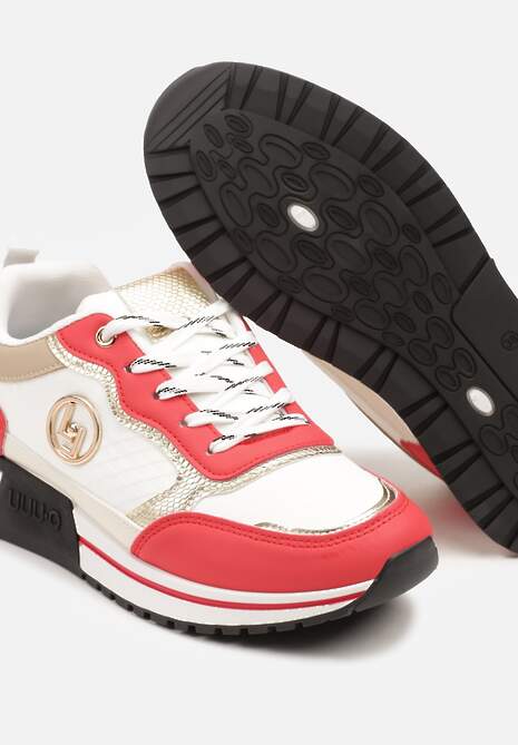 Biało-Czerwone Sneakersy z Metaliczną Ozdobą Firamia