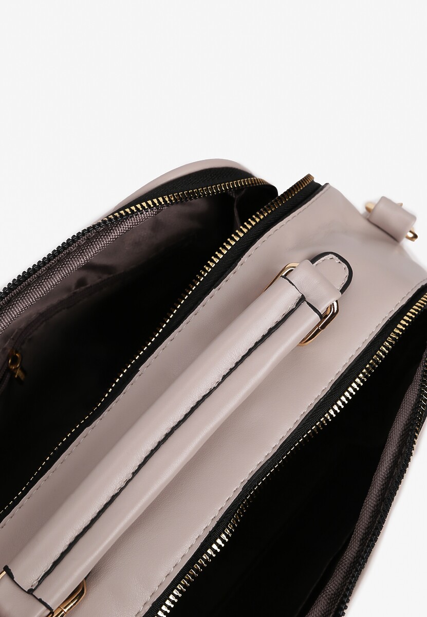 Szara Dwukomorowa Torebka z Imitacji Skóry z Odczepianym Paskiem Vialara