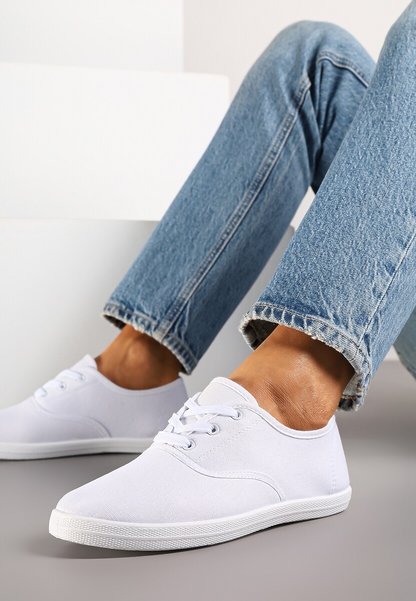 Białe Sznurowane Tenisówki Przed Kostkę Jennessa