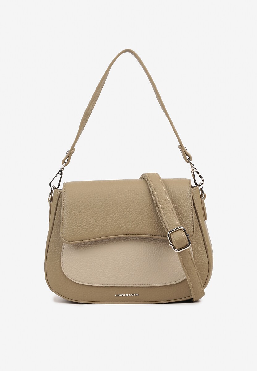 Ciemnobeżowa Torebka o Fasonie Listonoszki z Odpinanym Paskiem i Rączką Claranne