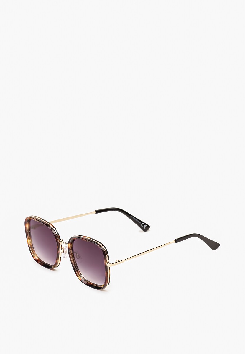 Jasnobrązowe Okulary Przeciwsłoneczne o Kwadratowym Fasonie Clarilia