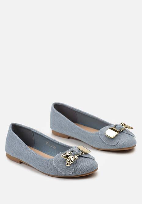 Niebieskie Balerinki z Metalową Ozdobą na Froncie Alverua