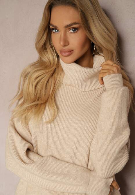 Jasnobeżowy Golf z Domieszką Wiskozy i Kaszmiru Azivara