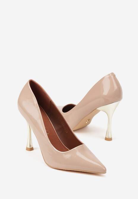 Beżowe Szpilki Vices na Klepsydrze z Wkładką ze Skóry Naturalnej Zitene