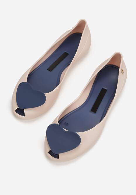 Beżowo-Granatowe Balerinki Alcaeus