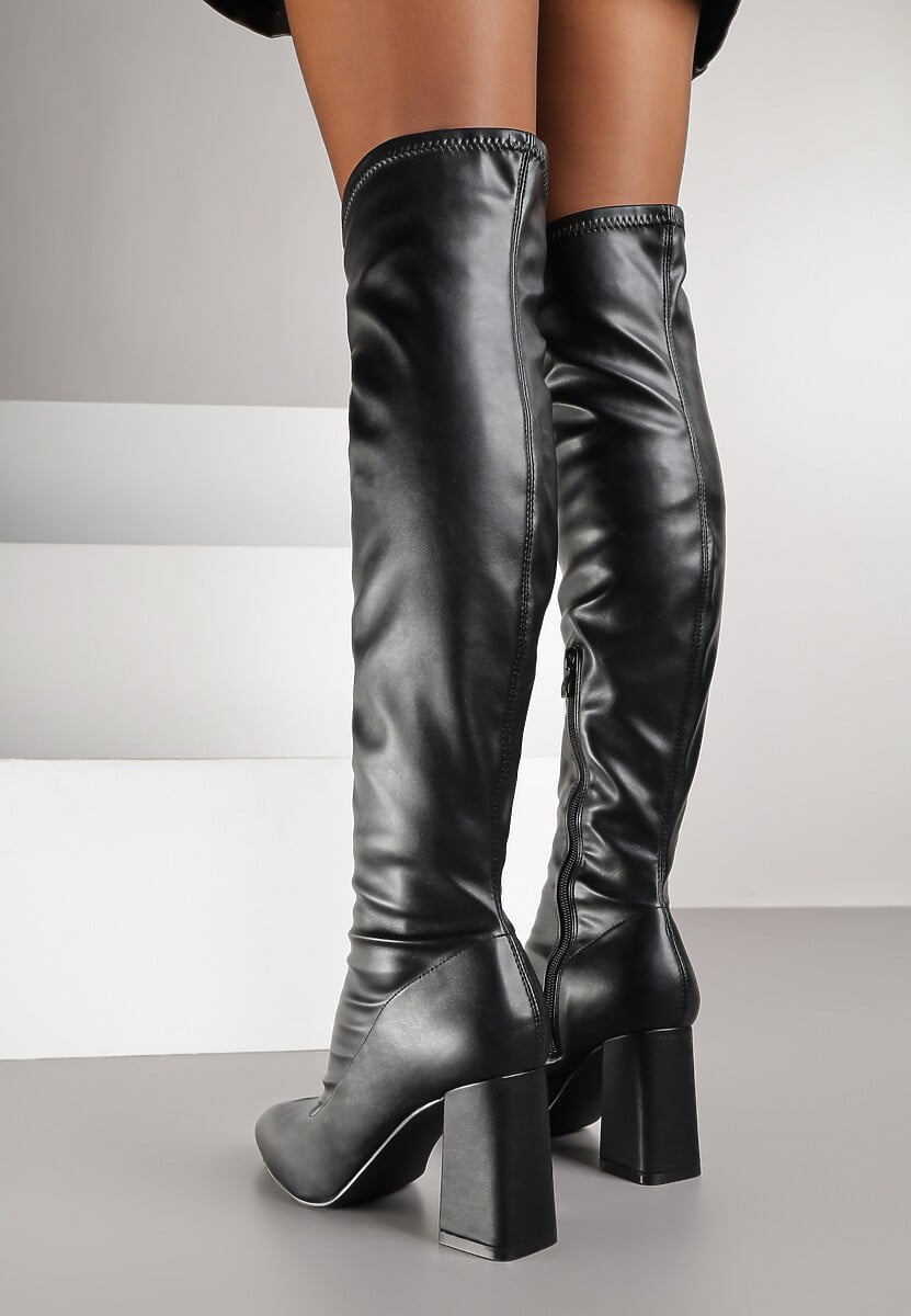 Czarne Kozaki Vices z Wysoką Cholewką na Słupku Avvie