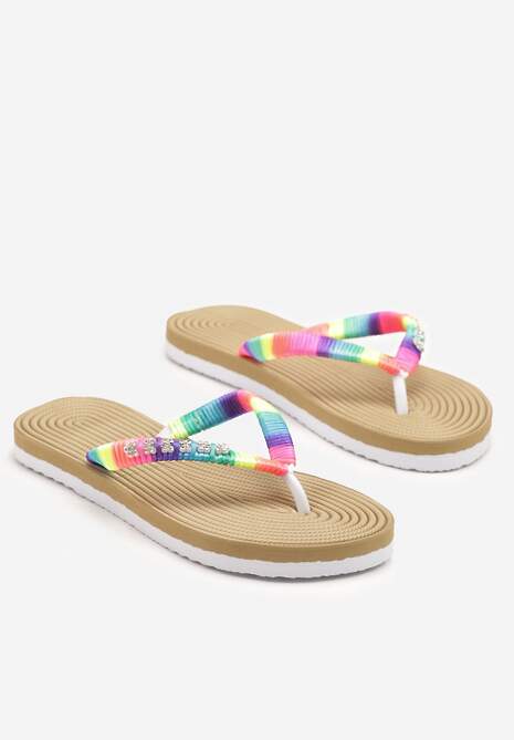 Białe Japonki z Ozdobnymi Cyrkoniami i Tłoczeniem Callisna