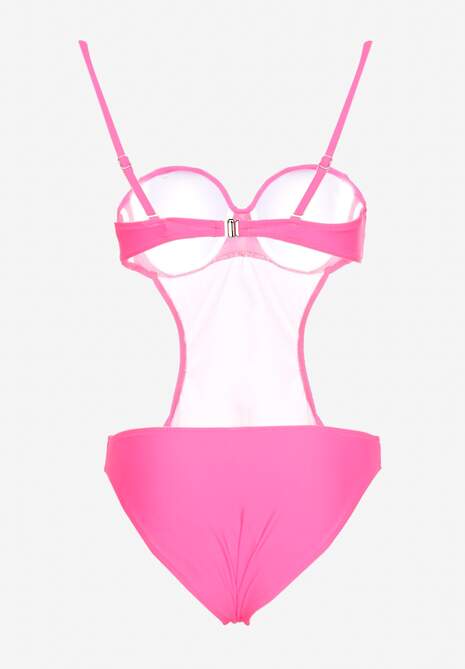 Fuksjowy Strój Kąpielowy Jednoczęściowy z Wycięciami w Talii i na Plecach Tovantia