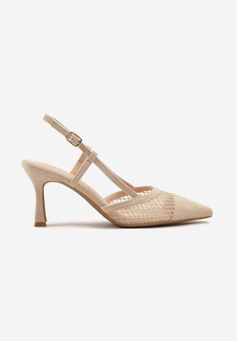 Ciemnobeżowe Sandały na Klepsydrze z Cholewką z Siateczki Nilavea