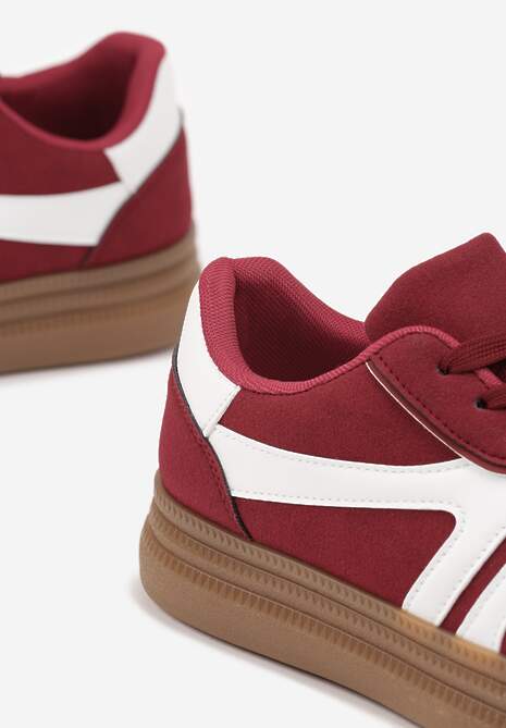 Bordowe Sneakersy Tenisówki Ozdobione Geometrycznym Wzorem Shie