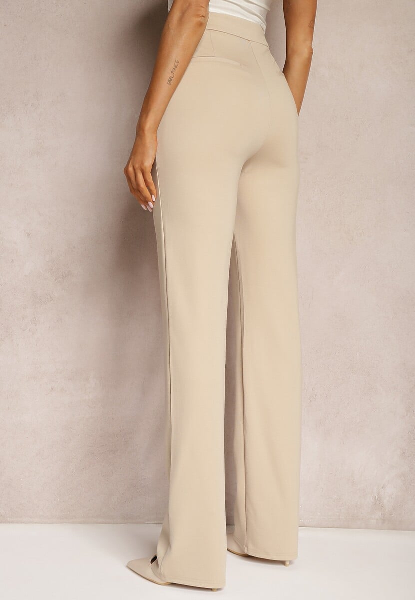 Beżowe Spodnie Szerokie Tanora