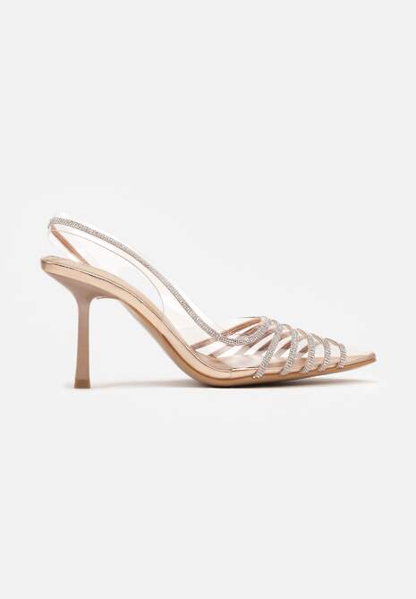 Szampańskie Szpilki z Transparentnym Noskiem z Cyrkoniami Arrsela