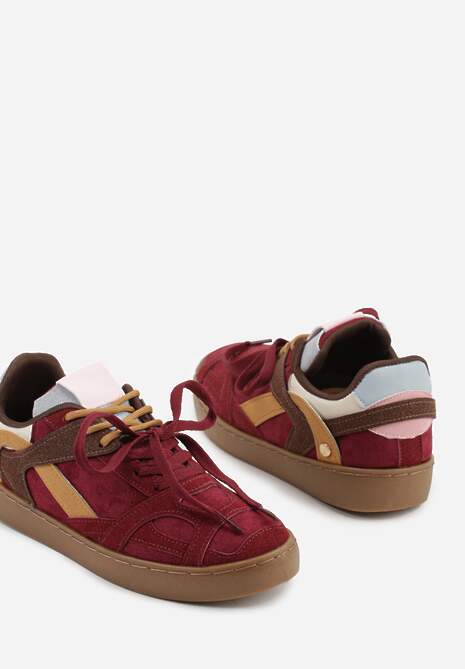 Bordowe Sneakersy Kultowe Tenisówki z Podwójnymi Sznurówkami Luvitta
