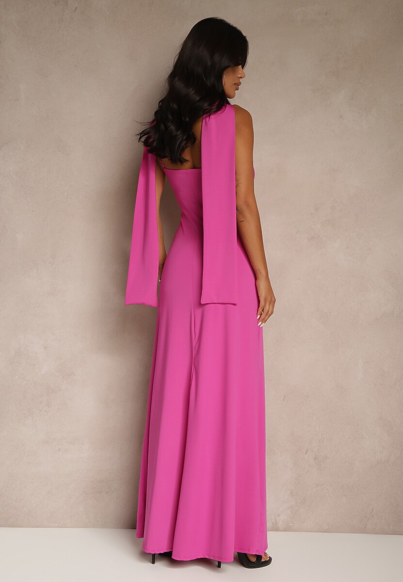 Fuksjowa Sukienka z Marszczeniem i Dodatkowym Szalem Zerona