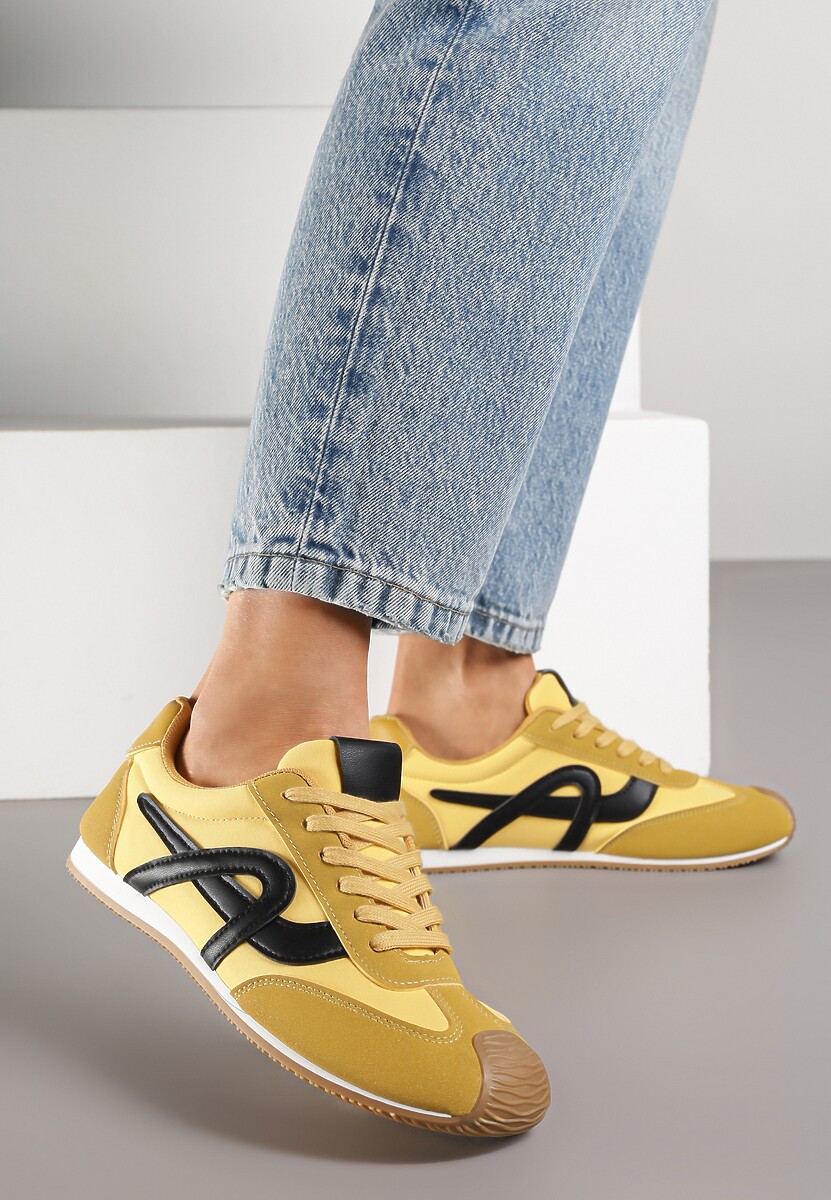 Żółte Sneakersy z Geometrycznym Wzorem Arnenta