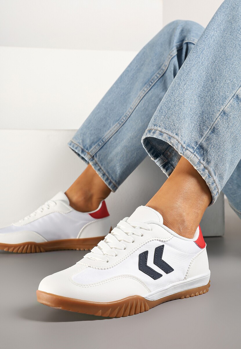 Czarno-Białe Sneakersy Typu Kultowe Tenisówki Zdobione Przeszyciami Mepenna