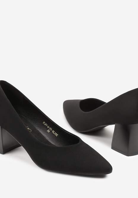 Czarne Czółenka Vices na Stożku z Wkładką ze Skóry Naturalnej Esande