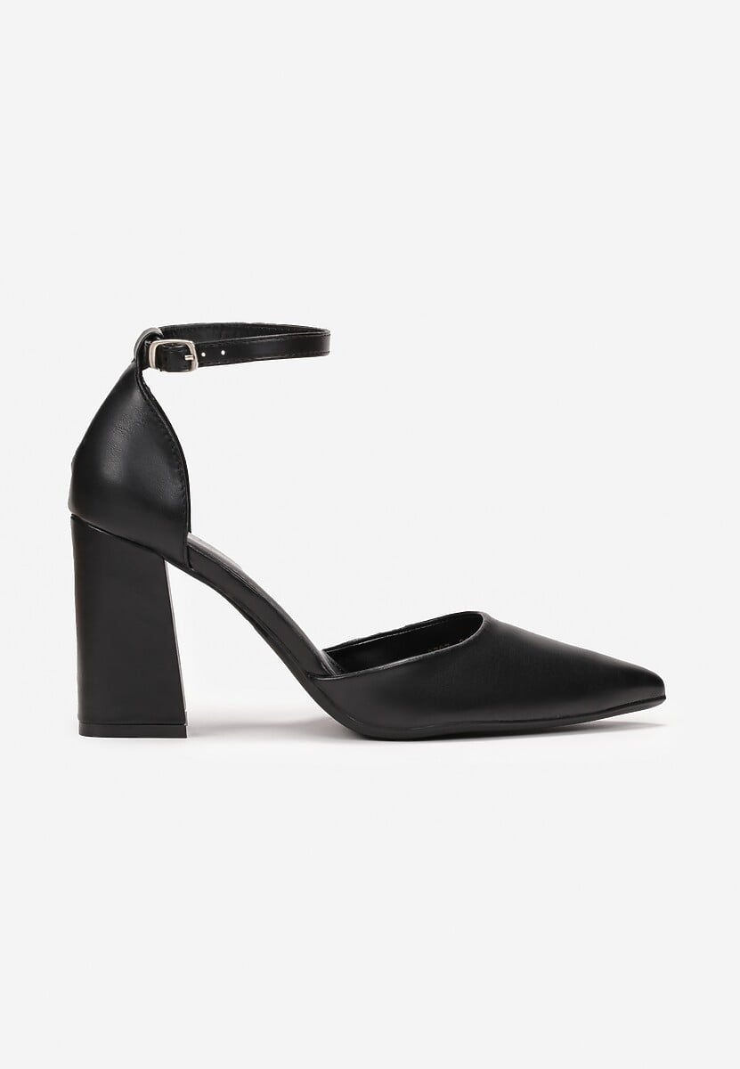 Czarne Czółenka ze Szpiczastym Noskiem na Słupku Adanya