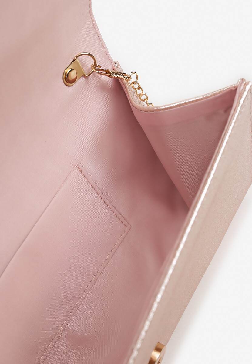 Szampańska Torebka Kopertówka z Łańcuszkiem Zdobiona Aplikacją Idarosea