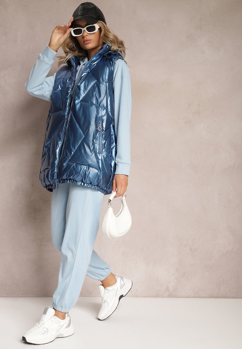 Niebieski Komplet Dresowy z Bluzą i Spodniami Ciranova