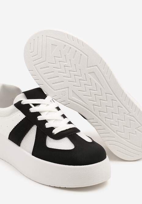 Czarno-Białe Sneakersy Typu Kultowe Tenisówki na Grubej Podeszwie Nanessa
