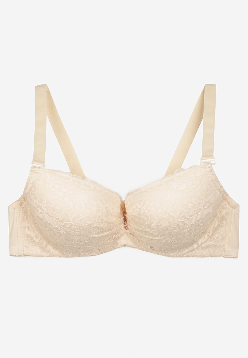 Różowy Koronkowy Biustonosz z Regulowanymi Ramiączkami i Metalową Zawieszką z Cyrkoniami Vanesti