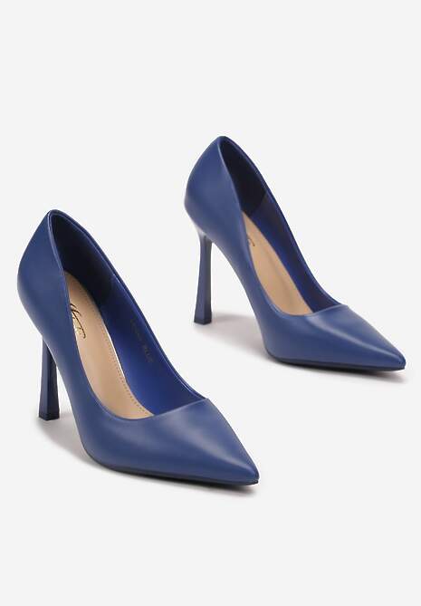 Niebieskie Szpilki na Geometrycznym Obcasie i Nosek w Szpic Versara