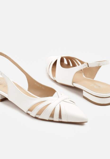 Białe Sandały Typu Slingback Ozdobione Wycięciami Redose