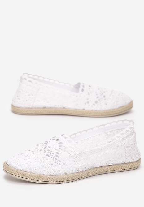Białe Espadryle z Ażurową Cholewką i Plecioną Podeszwą Gratifyinglys