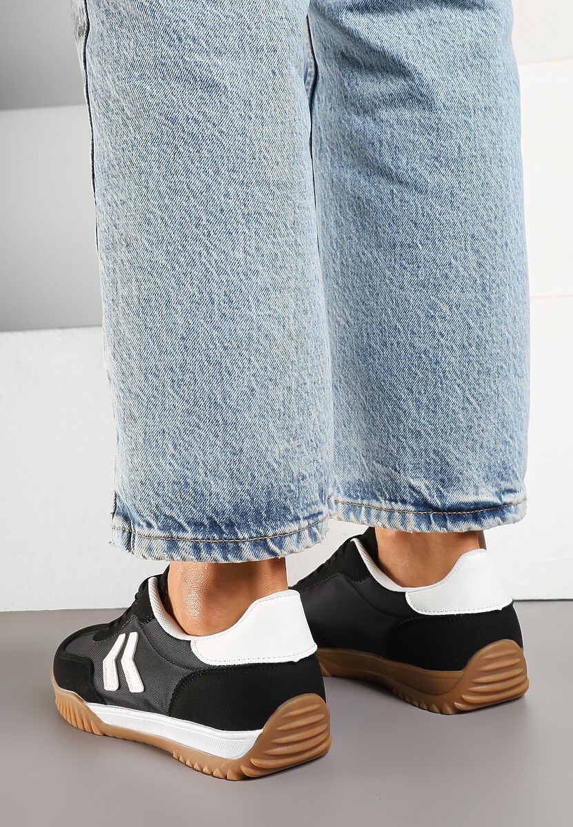 Czarno-Białe Sneakersy Typu Kultowe Tenisówki Zdobione Przeszyciami Mepenna