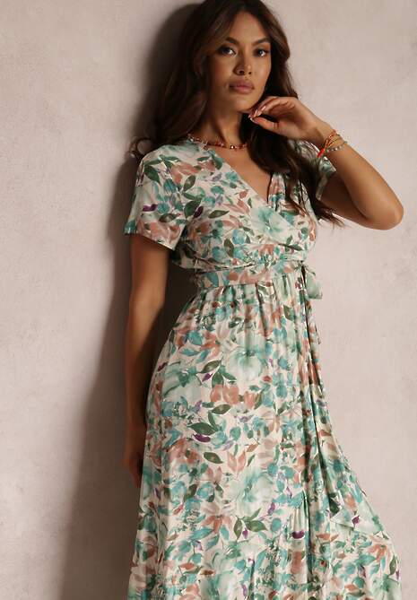 Zielono-Beżowa Sukienka Nolwyn