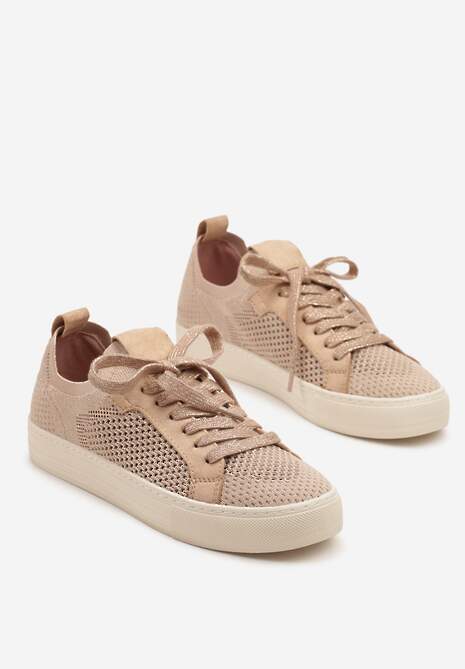 Różowe Sneakersy Ozdobione Siateczką Varlio