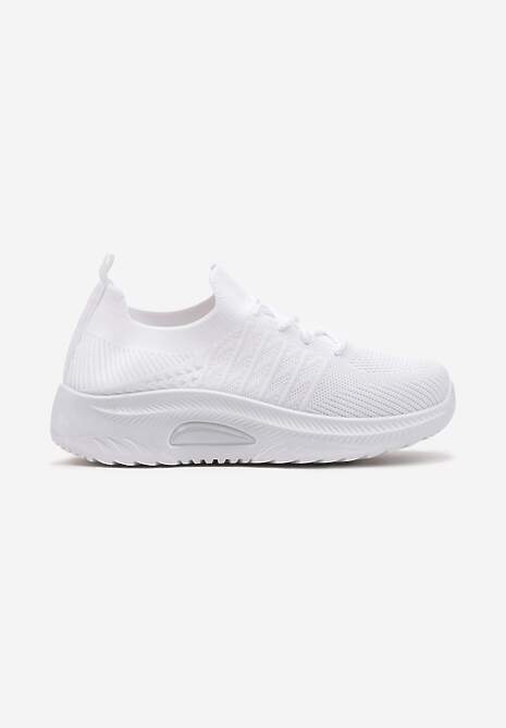 Białe Wsuwane Buty Sportowe w Skarpetkowym Stylu z Ozdobną Podeszwą Moonlise