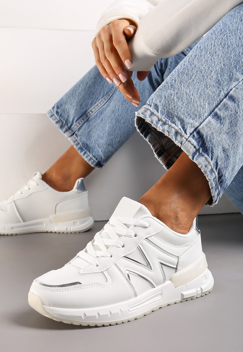 Białe Sneakersy z Klasycznym Sznurowaniem i Wstawkami z Siateczki Veloraa