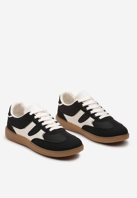 Czarne Sneakersy Tenisówki Ozdobione Wstawkami Ysalesa