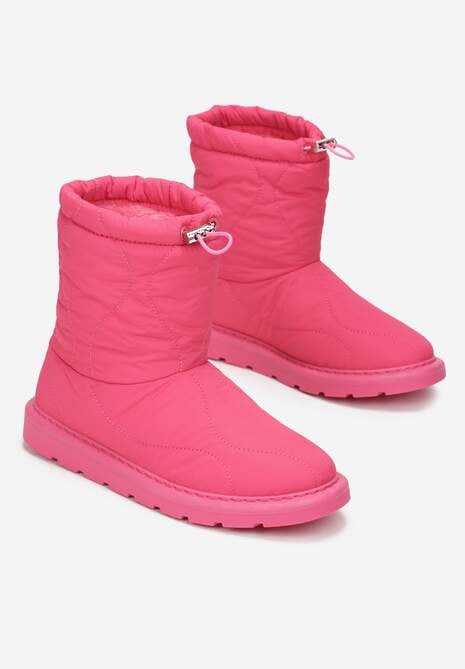 Fuksjowe Ocieplane Śniegowce z Protektorem z Pikowanego Materiału Siani