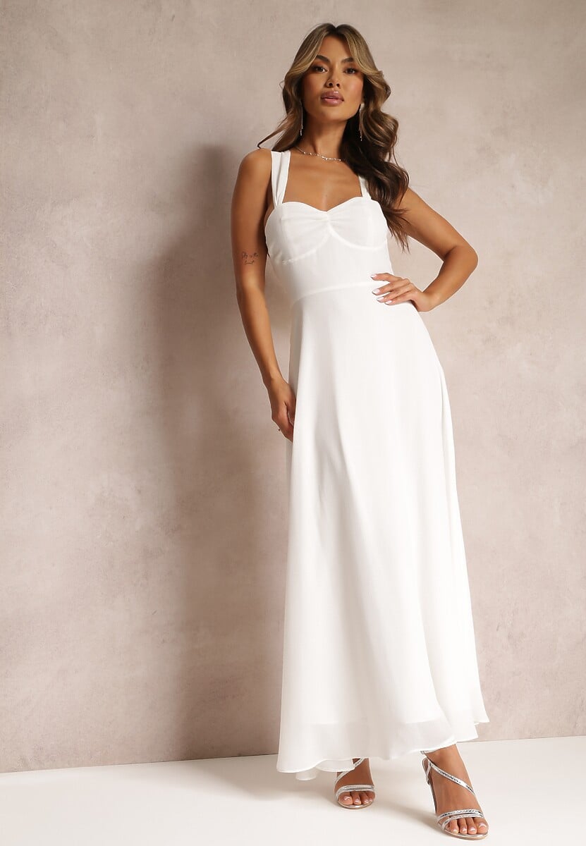 Czarna Rozkloszowana Sukienka Koktajlowa Wiązana na Plecach Malori