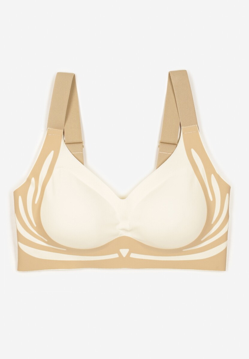 Jasnobeżowy Biustonosz z Zapięciem na Haftki Oledis